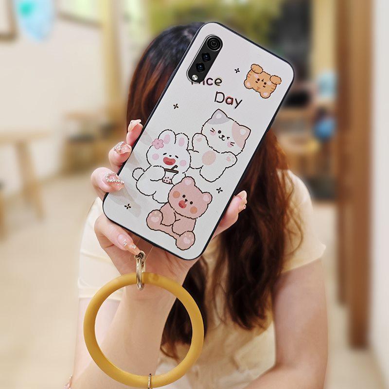 

Youth Cartoon Phone Case For LG Velvet 4G/5G Ring Solid Color Back Cover Bracelet Soft Case Creative heat dissipation LG Velvet 4G/5G