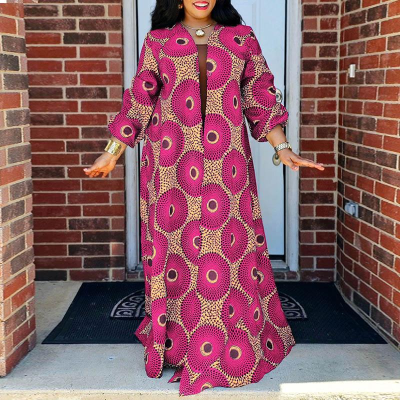 

Женское повседневное платье прямого кроя с круглым вырезом и длинным рукавом XL темно-розовый