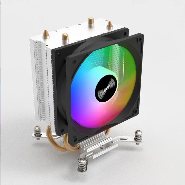 Ice V90 Desktop CPU Cooler: Silent Air-Cooled Fan with Dual Copper Heat Pipes