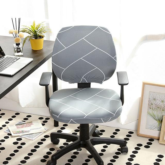 Elastic Armchair Computer Chair Cover Stretch Spandex Office Chair Slipcover Geometric Print Split Seat Covers for Living Room