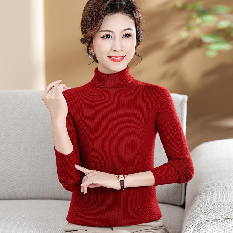 Luxurious Cashmere Wool High-Neck Winter Base Layer for Women - Plus Size Available