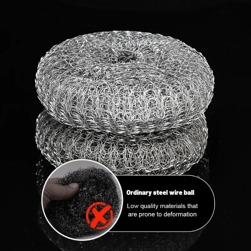 1/6Pcs Stainless Steel Kitchen Pot Brush with Ergonomic Handle Wire Ball Cleaning Tools Home Kitchen Dish Washing Accessories