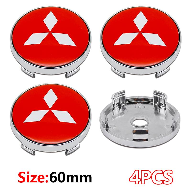 4 ks 60mm Samolepky na středové krytky kol auta Kryty ráfků pro Mitsubishi Pajero Outlander XL Montero Lancer Triton l200 Galant