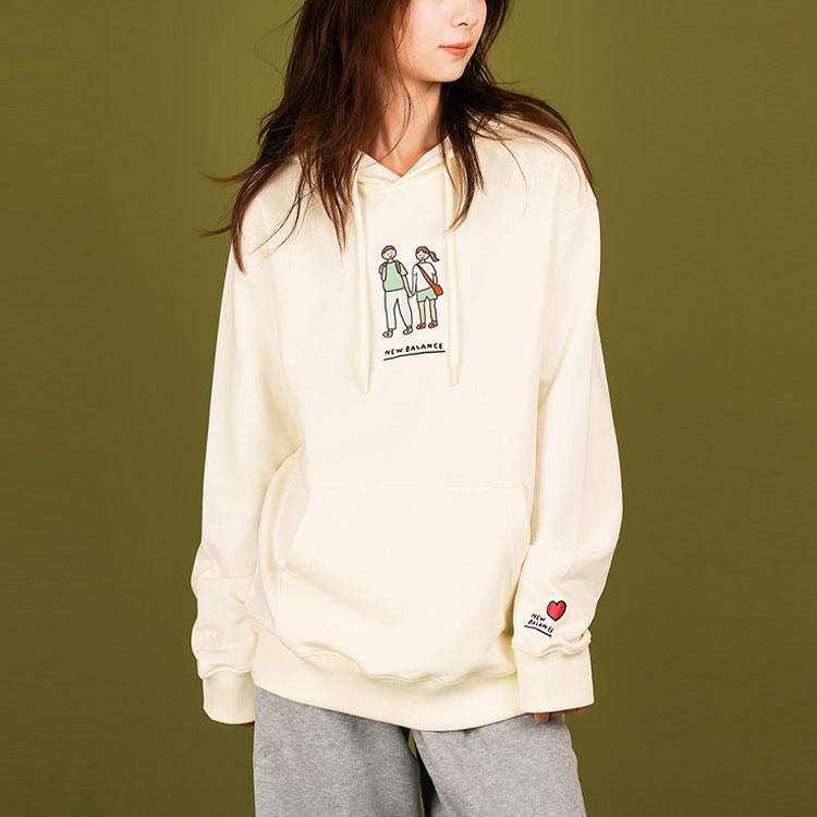New Balance Sweatshirts Unisex White Hooded Moderate Regular NCA47013-IV