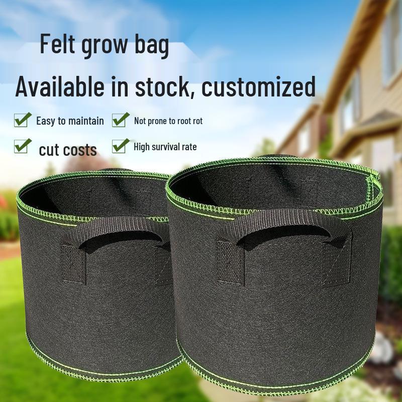 Black & Green Non-woven Felt Planting Bag for Vegetables & Nutrient Growing