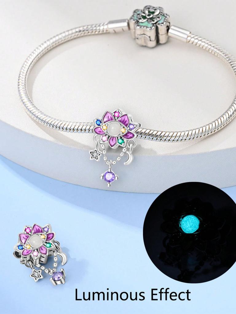 Charms Plata Copper Colors Glow-In-The-Dark Butterfly Flower Beads Pendant For Original Bracelet For Women Diy Jewelry Love Gift