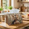 1pc Modern Cute Realistic Artistic Tissue Box, - Yorkshire Dog Portrait Print Durable Polyester Fabric for Kitchen, Living Room, Bedroom, Car| Compact