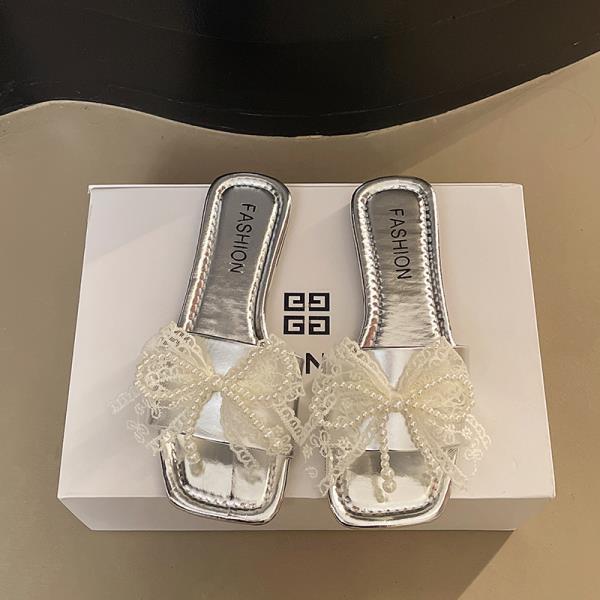 Fashion Big Size Butterfly-Knot Shoes Ladies' Slippers Summer Clogs Woman Flat Beach Slides Butterfly-knot Butterfly-Knot Shoes Slippers
