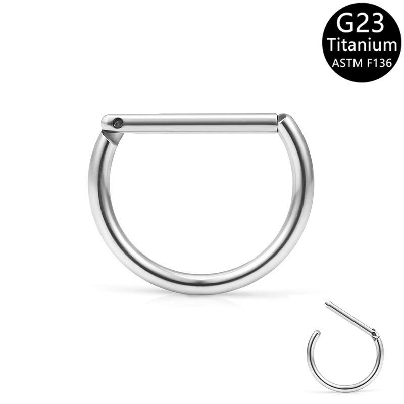 

Титановая сталь G23 D-образное кольцо для носа 16G/1,2 мм для септума и хряща, серьга-пусет 12mm