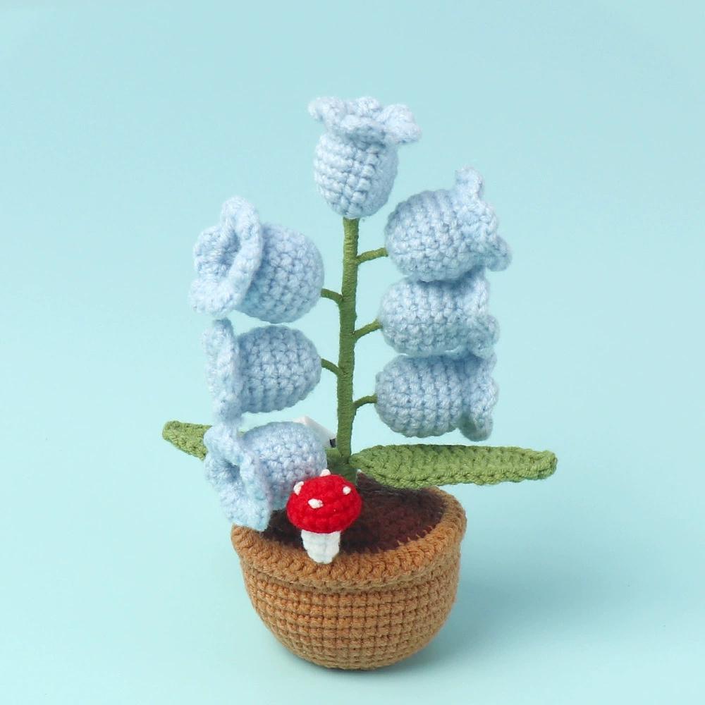 Artificial Bell Orchid Flowers Knitted Flowers Small Potted Knitted Orchid of The Bell Flowers for Car Dashboard Cute Car
