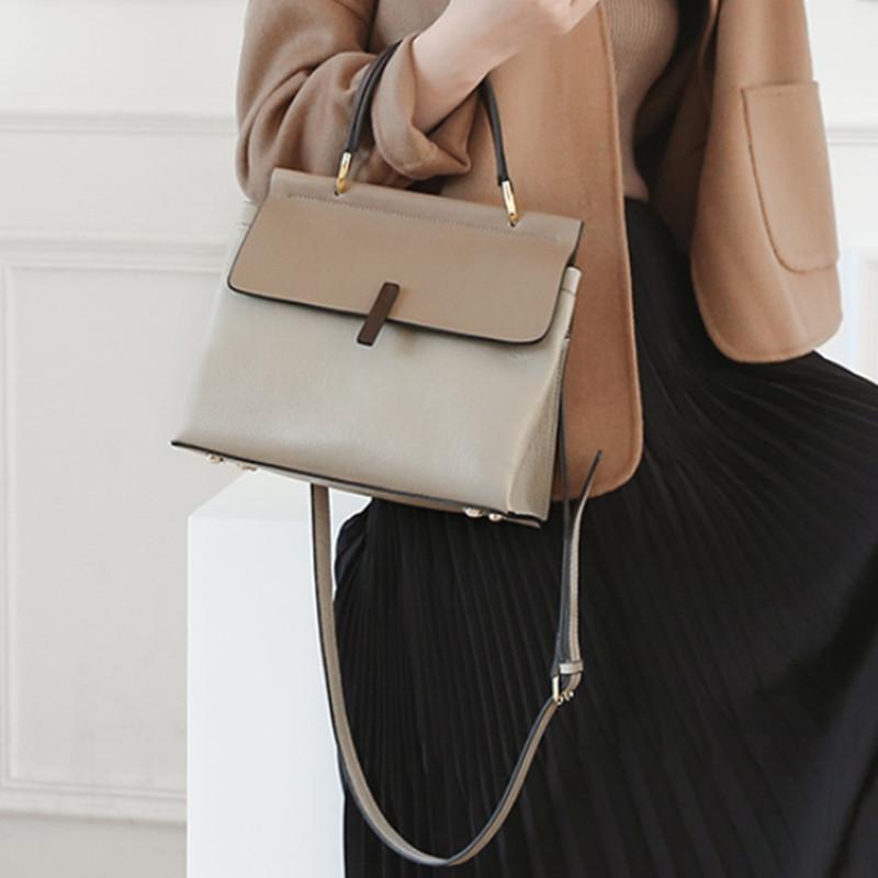 Leather Women's Bag, Fashionable and Retro Korean Style Versatile Shoulder Bag, Women's Leather Color Bucket Bag