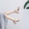 Shoes Girl 2025 Spring and Summer New Pointed Middle Heel Thick Heel Gentle Fairy Spring High Heel Women's Shoes Lady Single Shoes