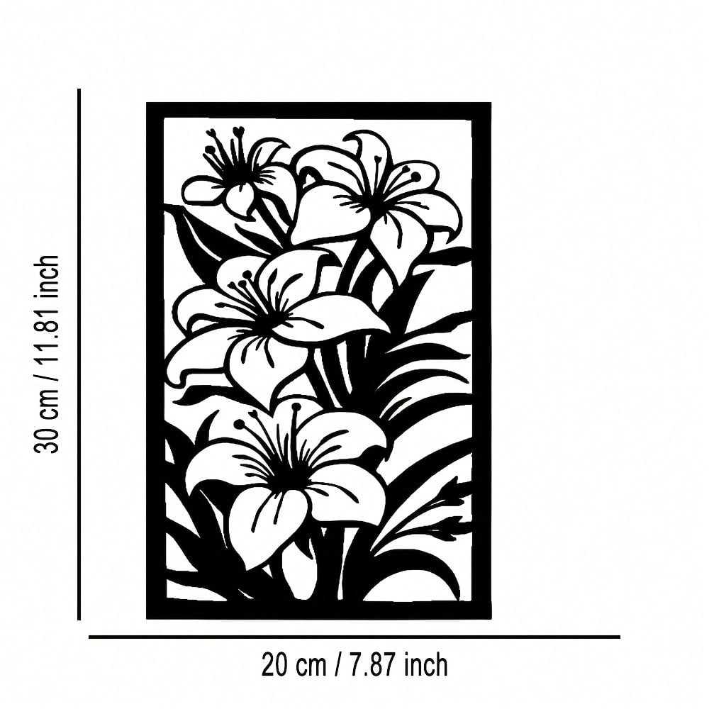 Laser Cut Metal Wall Art Lily Flower Decor for Home Office Living Room Bedroom Garden Gift