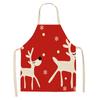 2022 Christmas Moose Print Kitchen Apron Unisex Home Cleaning Tools Barbecue Baking Accessories Restaurant Workwear Anti-dirty