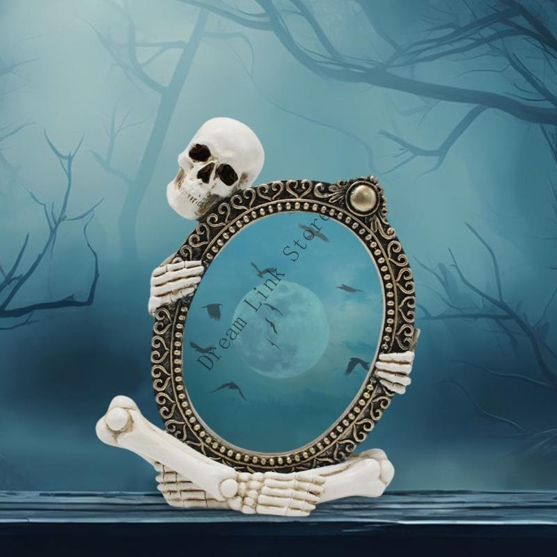 Resin Skeleton Picture Frame Ornament Realistic Gothic Decoration For Home Party Centerpieces Office Tabletop Display