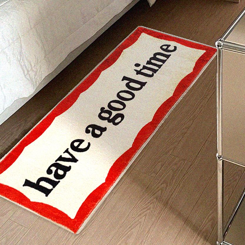 

Imitation cashmere bedside blanket red ins wind carpet alphabet household room bedroom strip bay window balcony floor mat 40x120cm15.7 47.2in