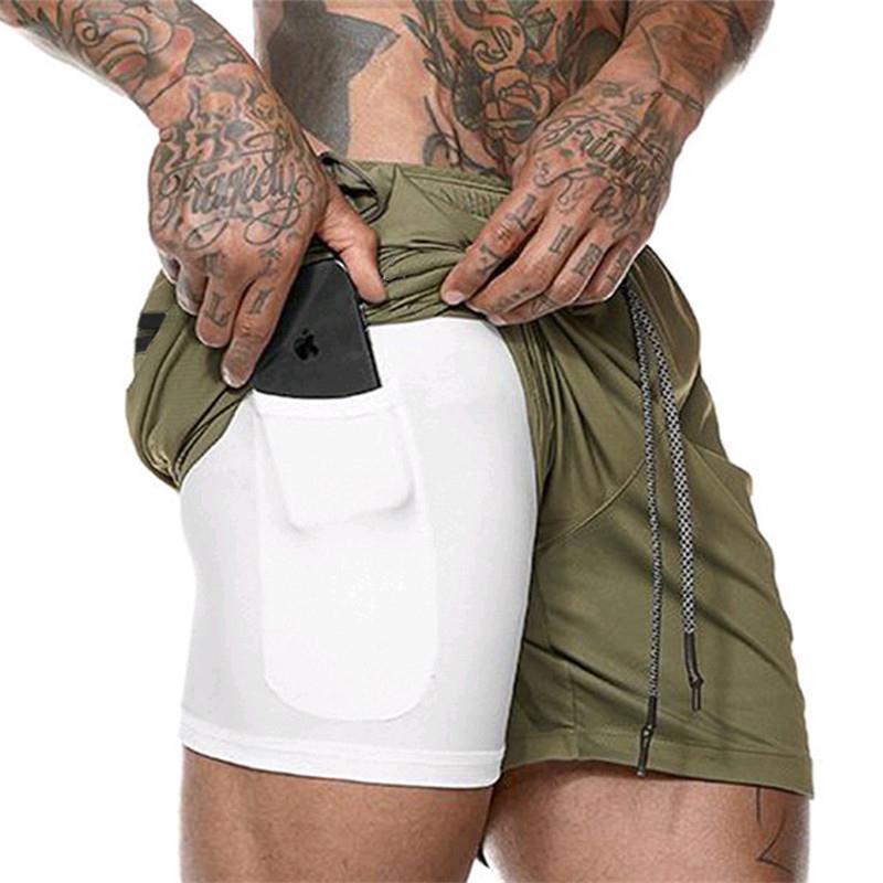 Men's Loose-Fit Double-Layer Running Shorts with Multi-Pockets for Sports & Outdoor Activities