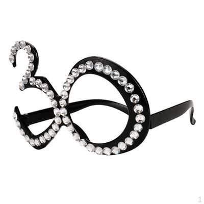 30/40/50/60th Diamante Rhinestone Birthday Novelty Eyeglasses Age Glasses Costume Props