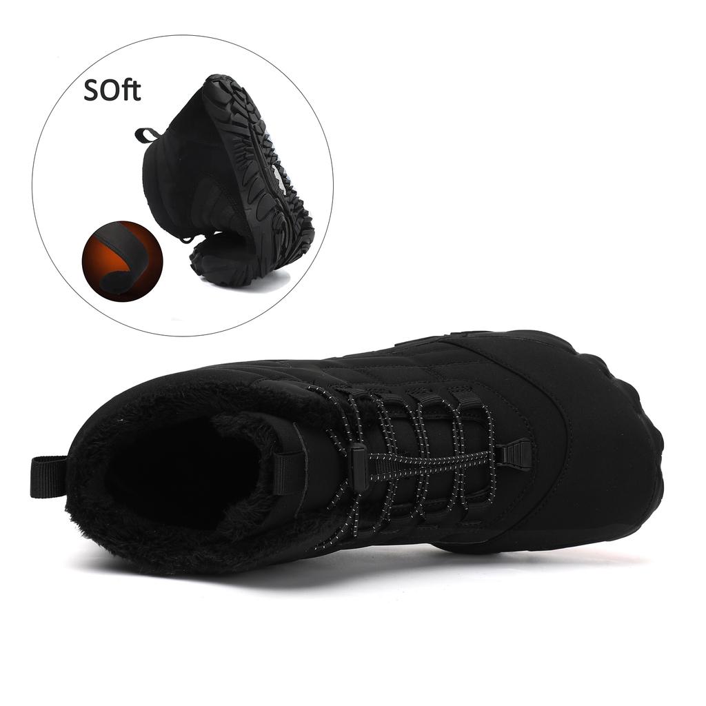 Mens Winter Trekking Snow Boots Fur Lined Winter Snow Boots Water Resistant Shoes Anti-Slip Warm Casual Lightweight Hiking Boots