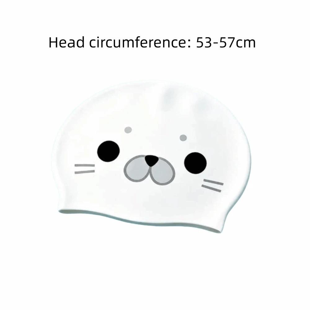 Gorro de Natación Impermeable Gorra con Estampado de Animales de Dibujos Animados Linda Gorra de Silicona para Nadar Uso en Piscina