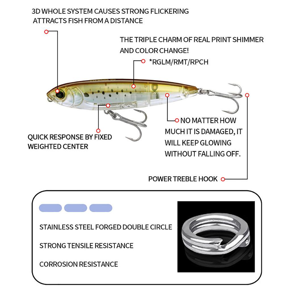 Pencil Floating Lure Long Casting Sinking Pencil Lures with Treble Hook Artificial Hard Baits Topwater Fishing Lures