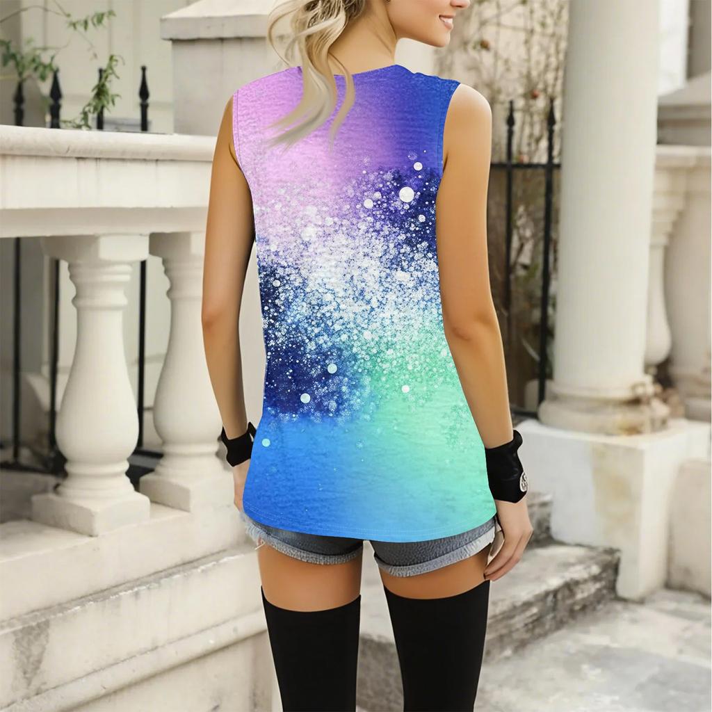 Women's Fashionable And Casual Everyday Versatile Gradient Print Slim Vest Top