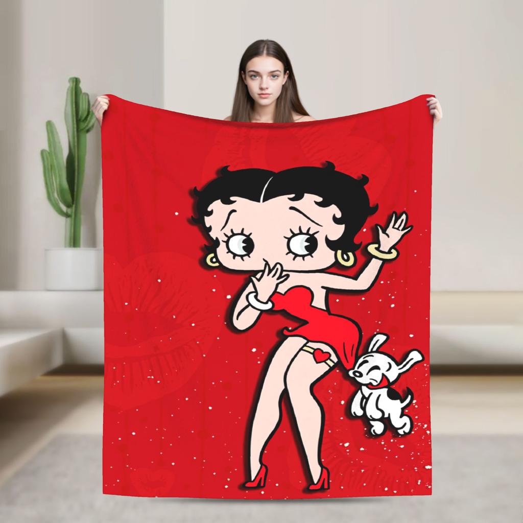 Warm Blanket Camping B-Bettys Boops Throw Blanket  Flannel Bedspread For Living Room Comfortable Sofa Bed Cover
