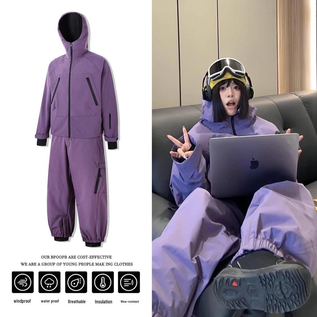 Herr- och damset 2025 för snowboard och skidåkning: Vindtät, Vattentät, Varm Snödräkt med Dragkedja och Professionella Skidbyxor