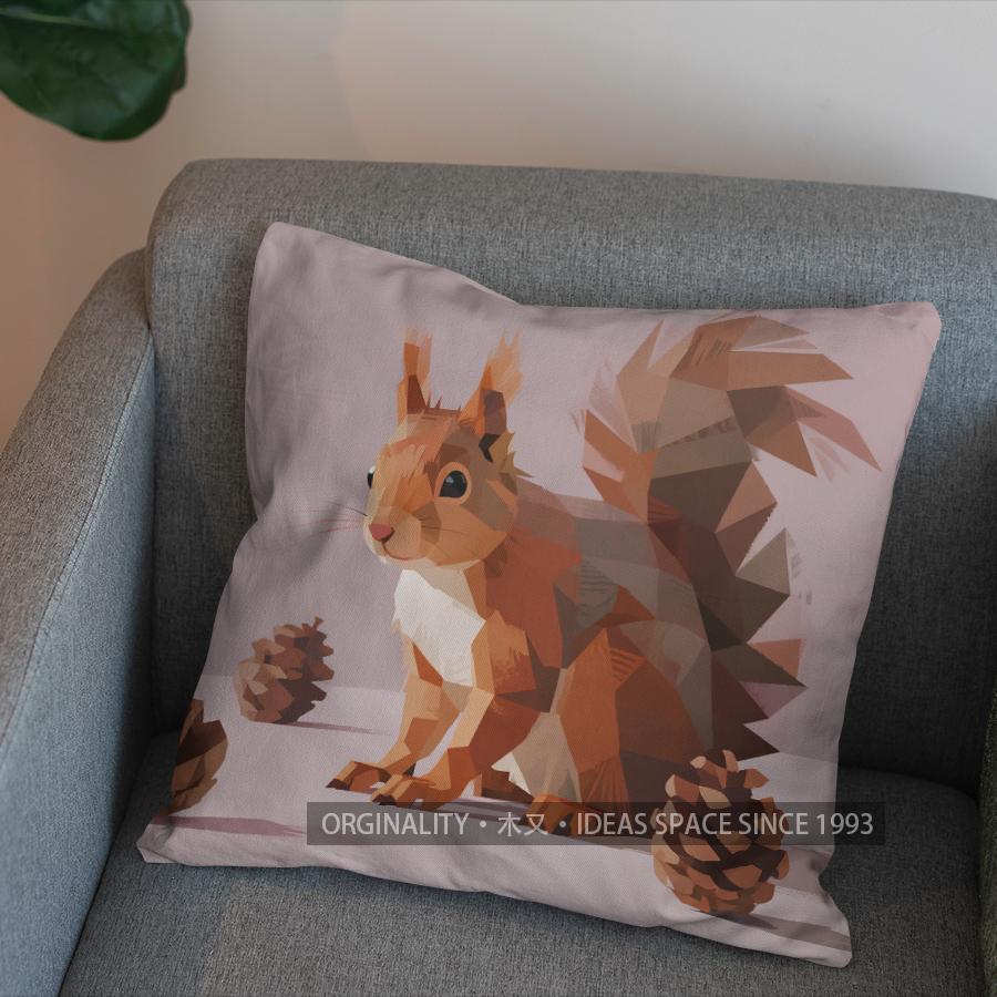 2D Geometric Squirrel Pattern Throw Pillow Cover Pattern Cushion Cover Suitable For Sofa Bedroom Car Pillow Cover