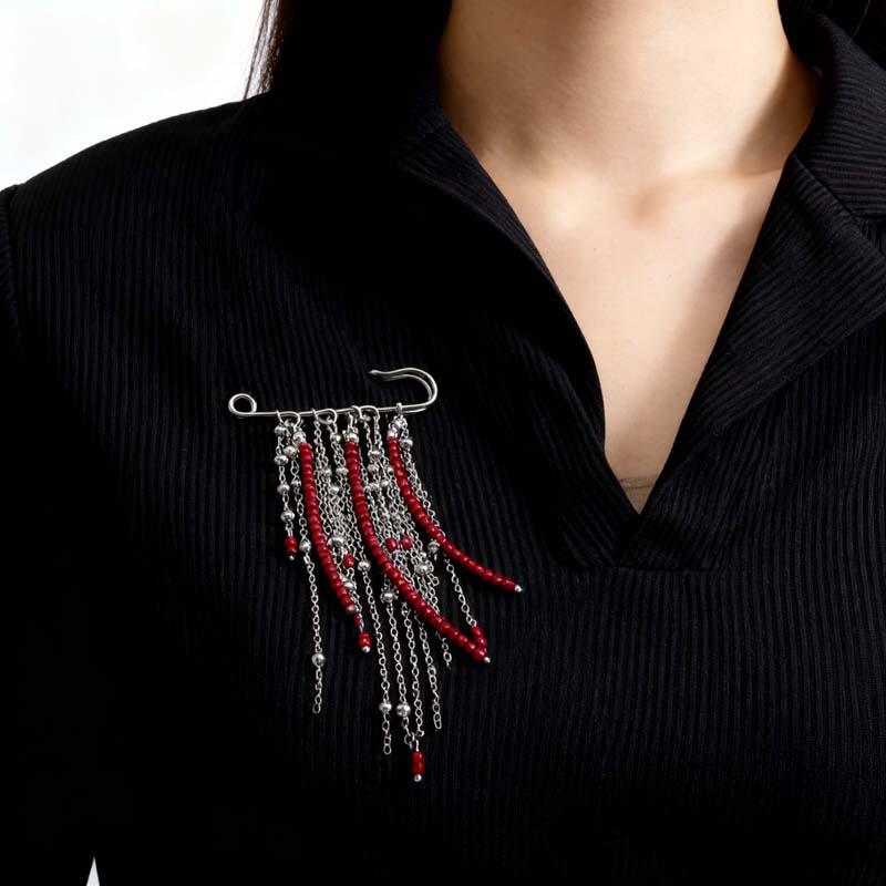 Elegant Pearl Chain Tassel Brooch Fashion Women Clothing Decor Accessories Jewelry Pin Pants Waist Adjust Pins Bag Pendant Gifts