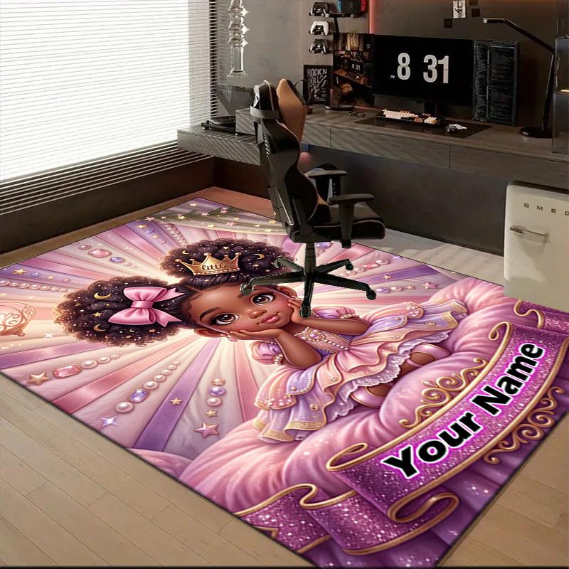 1PC Custom Name Royal Princess Fantasy Theme Floor Mat Ideal for Living Room, Game Rooms, Office, Bedroom, Office Floor Mat , Floor Mats for Home