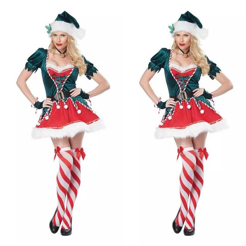 Hot Sale Christmas Cosplay Green Elf Costume - Short Skirt for Performances & Masquerades