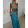 Lace Jacquard Vacation Seaside Casual Sexy Cool Solid Color Swimsuit Sleeveless Two-piece Suit