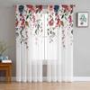 Wedding Flowers Rose Sheer Curtains Living Room Window Tulle Curtains For Bedroom Kitchen Home Decoration Voile Drapes