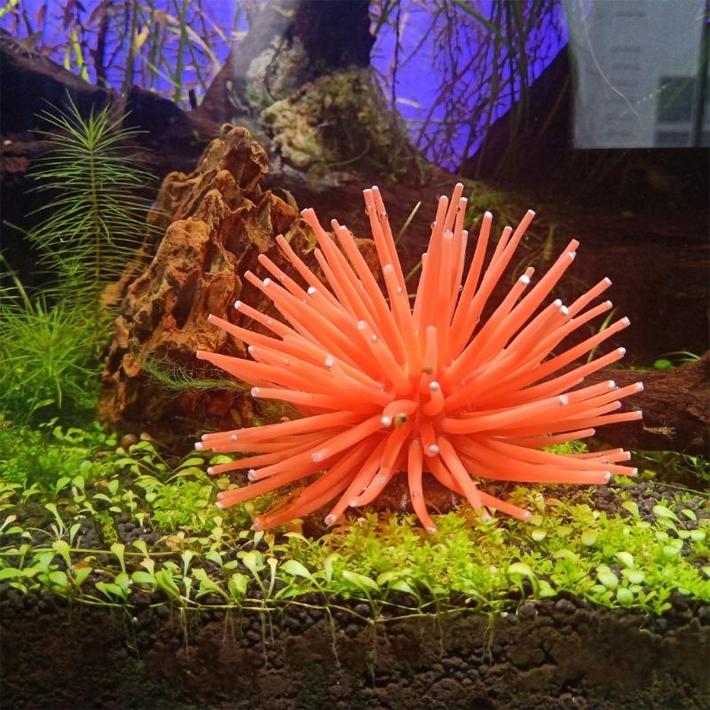 Aquarium Accessories Soft TPR Urchin Decoration Fishtanks Underwater Ornament Landscaping Safety Plant Decors 6Pieces