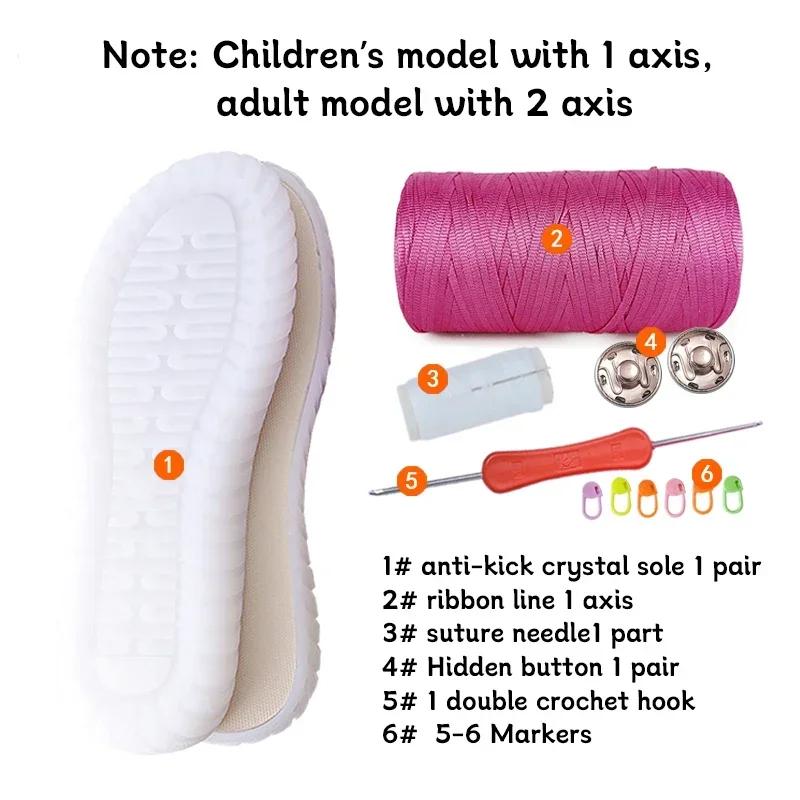 1 Set Hand-woven Hollow Line Hook Sole Kids Adult Roman Sandals Crystal Bottom Hooks Sandals Crocheted Diy Hand-knitted Material