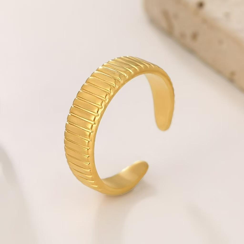 Stainless Steel Gold Color Rings Women Trendy Heart Moon Star Snake Open Rings Geometric Zircon Birthday Gift Wholesale