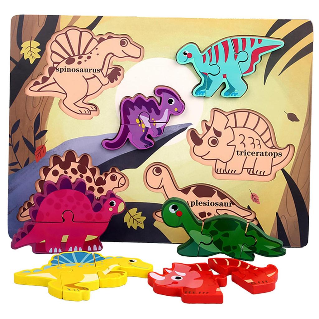 Wooden Puzzle Educational Cognitive Animal Jigsaw Board for Children Toddler