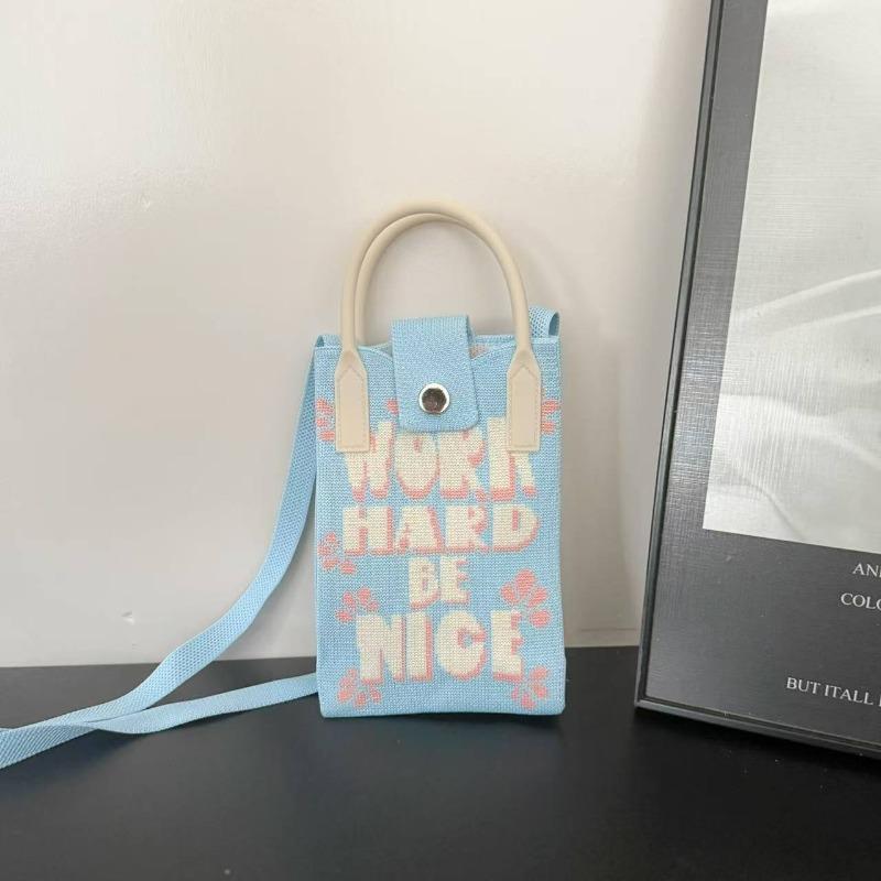 Spring New Mobile Phone Bag Flying Woven Bag Casual Women's Bag Bright Bear Versatile Knitted Bag Dopamine Small