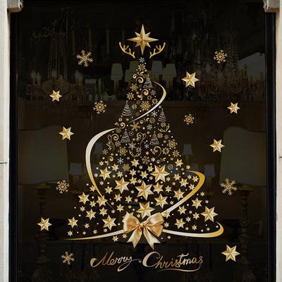 Weihnachtsbaum Fensteraufkleber Weihnachtsbaum Fensterfolien Aufkleber Weihnachtsaufkleber Heimdekorationen Feiertagsweihnachtsdekoration