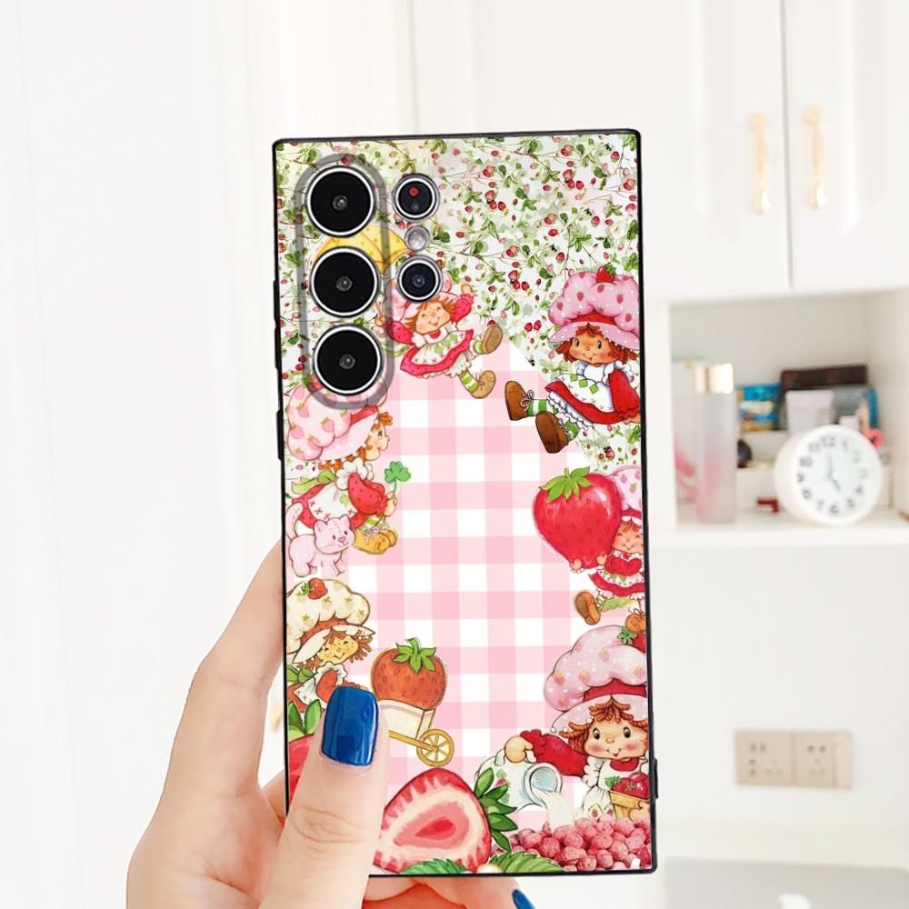 Strawberry Pink S-Shortcake Phone Case Samsung Galaxy S25 S24 S22 S23 Ultra S21 S20 Plus 5G Frosted Non-Slip Full Soft Cover