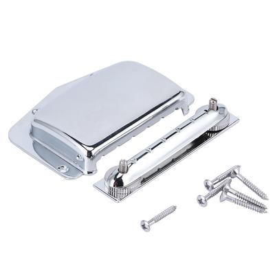 6 Saiten E-Gitarre Verstellbares Archtop Saitenhalter Brücke Abdeckplatte Zubehör Silber
