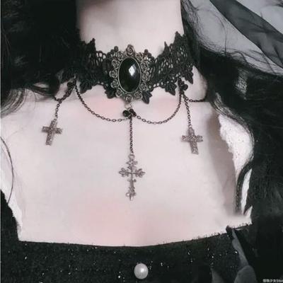 Neogotikiniai Juodi Seksualūs Nėrinių Chokeriai Karoliai Moterims Mada Retro Raktikaulio Grandinėlė Helovino Apykaklė Y2K Dekoracija Papuošalai Dovanos
