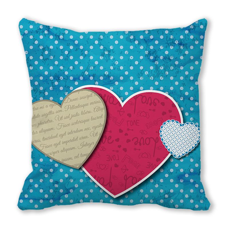 Creative Valentine's Day Happy Series Digital printing short plush pillow covers for car sofa office cushion cover home goods