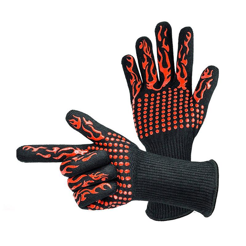 Non-Slip Fireproof Microwave Oven Gloves Extreme Heat Resistant Oven Mitts 300-500 Centigrade Flame Retardant Bbq Fire Gloves
