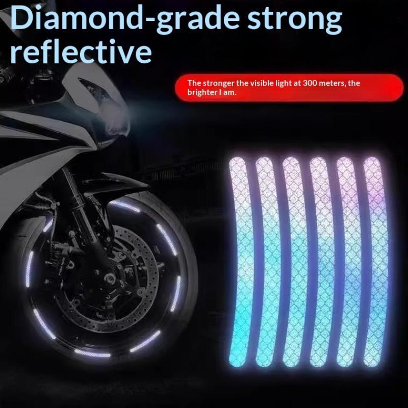 20 Strips Rainbow Bicycle Wheel Reflective Stickers Waterproof High Brightness For Night Bike Riding Safety