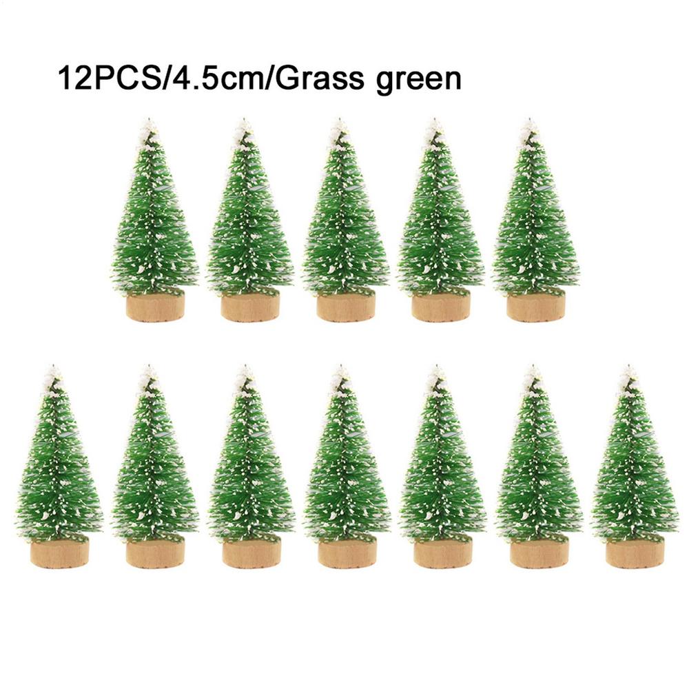 12Pcs  Mini Christmas Tree Artificial Wooden Christmas Tree Small Sisal Christmas Tree Snow Landscape Xmas Trees Tabletop Decor