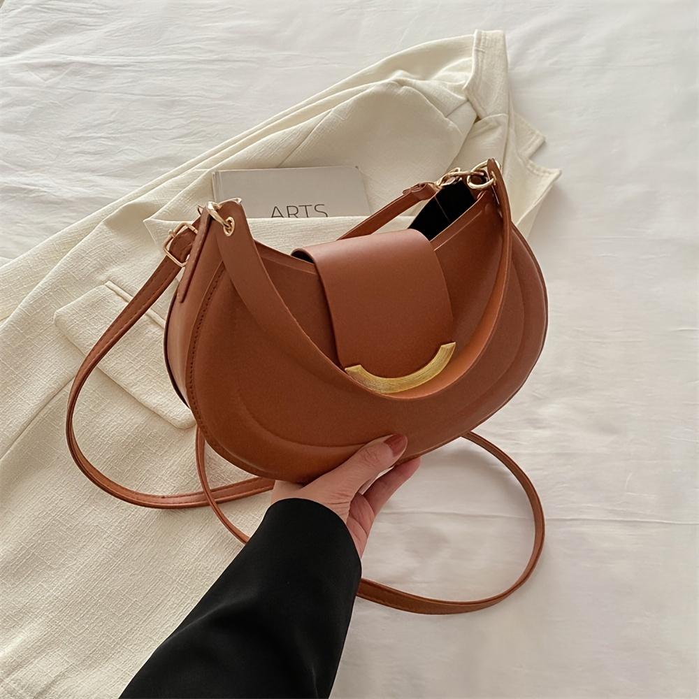 Trendy Umhängetasche PU Leder Unterarmtasche Täglich Casual Pendlertasche Handtasche Solide Messenger Bag