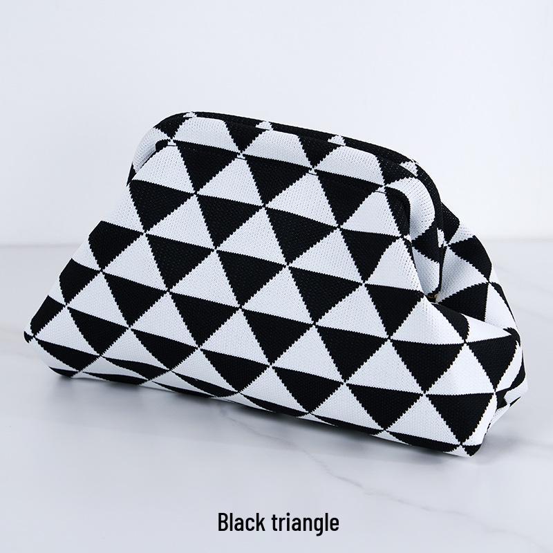 2025 Versatile Striped Knitted Handbag: Cloud Design, Large Capacity, Color Block, Daily Use.
