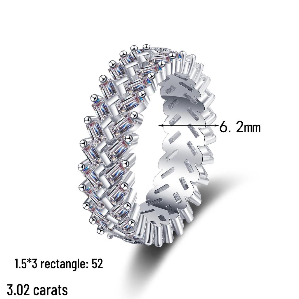 S925 Sterling Silver Moissanite Ring for Women - Elegant Rectangular Stackable High-End Fashion Style
